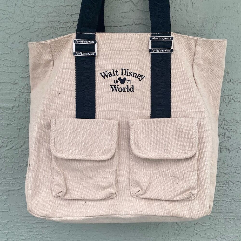 Disney Walt Disney World 1971 Large Canvas Tote Bag Beige - Picture 2 of 14